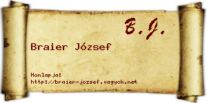 Braier József névjegykártya
